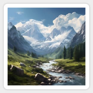 Enchanting Mountain Landscape Sticker